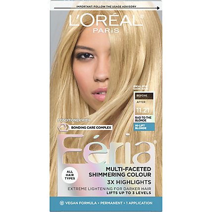 LOreal Feria Hair Color Permanent Ultra Pearl Blonde 11.21 - Each - Image 2