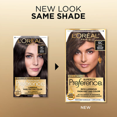 L'Oreal Paris Superior Preference Fade-Defying Permanent Hair Color 5C Cool Medium Brown Kit - Each - Image 3