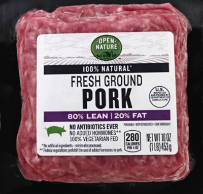 Open Nature 80% Lean 20% Fat Ground Pork - 16 oz - Image 2