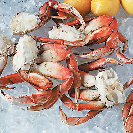 Seafood Counter Frozen Dungeness Crab Clusters Service Case - 1.75 LB - Image 1