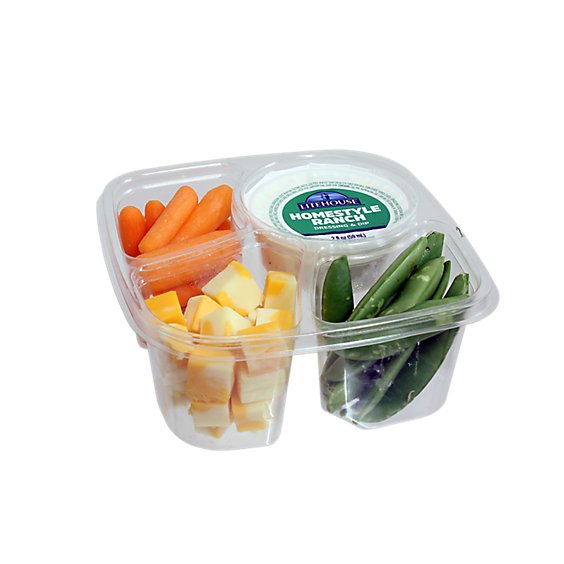 Fresh Cut Carrots Snap Peas Cheese & Red Pepper Hummus Dip - 8 Oz (430 Cal)