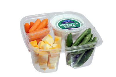 Fresh Cut Carrots Snap Peas Cheese & Red Pepper Hummus Dip - 8 Oz (430 Cal)