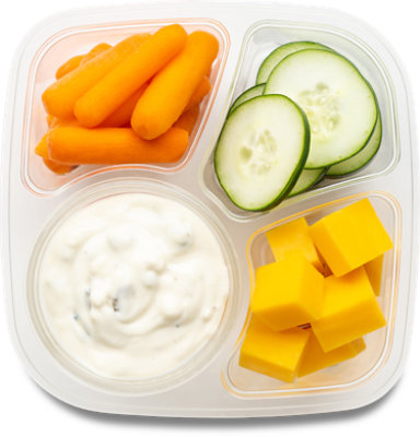 Fresh Cut Cucumber Carrots Cheese & Dip Prepackaged - 8 Oz (540 Cal)