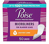 Poise Daily Microliners Long Incontinence Panty Liners Lightest Absorbency - 50 Count