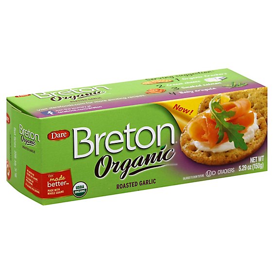 Breton Crackers Organic Roasted Garlic Box - 5.29 Oz