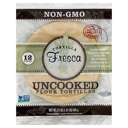 Flour Non-Gmo Verified Tortillas Uncooked - 12 Count - Image 1