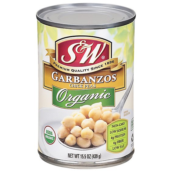 S&W Organic Beans Garbanzo - 15 Oz
