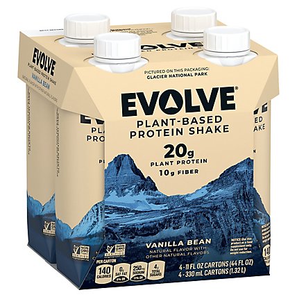 Evolve Plant Based Protein Shake Vanilla Flavored - 4-11 Oz - Image 1