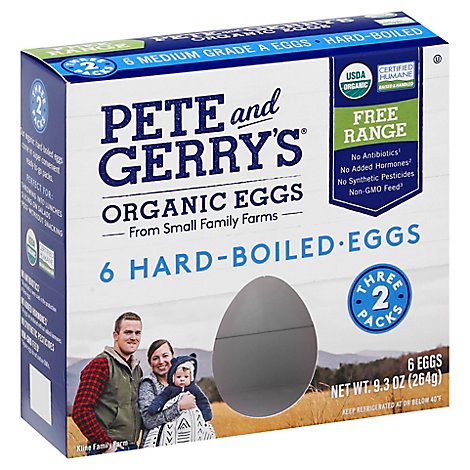 Pete & Gerrys Organic Free Range Hard Boiled Eggs - 6 Count