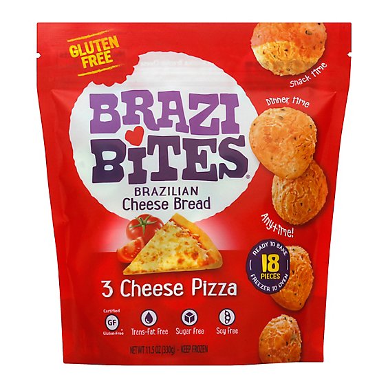 Brazi Bites Brazilian Cheese Bread 3 Cheese Pizza 18 Count - 11.5 Oz
