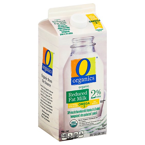 O Organics Organic Milk Reduced Fat With DHA - Half Gallon