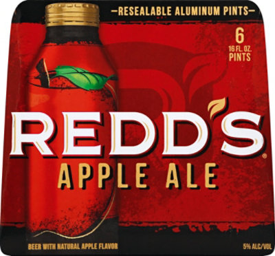 Redds Apple Ale Beer Aluminum Bottles 5% ABV - 6-16 Fl. Oz. - Image 2