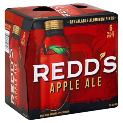 Redds Apple Ale Beer Aluminum Bottles 5% ABV - 6-16 Fl. Oz. - Image 1