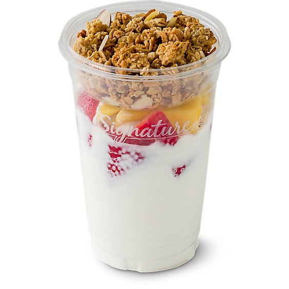 Fresh Cut Yogurt Parfait Greek Yogurt Vanilla With Strawberries And Mango - 8 Oz (450 Cal)