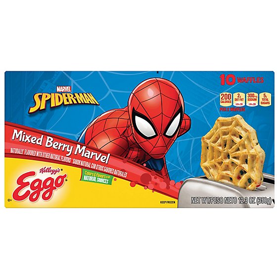 Eggo Marvels Spider-Man Frozen Waffles Mixed Berry Marvel - 12.3 Oz