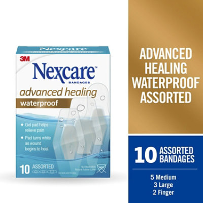 Nexcare Bandages Pain Reliever Waterproof Assorted Sized - 10 Count