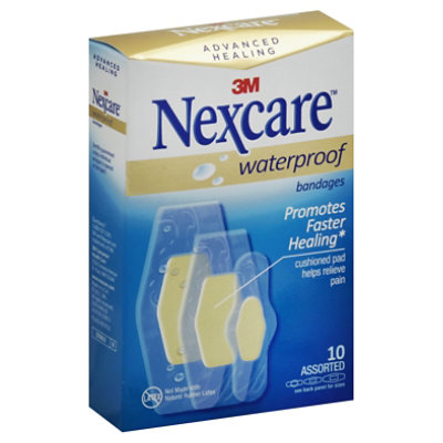 Nexcare Bandages Pain Reliever Waterproof Assorted Sized - 10 Count