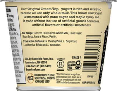 Brown Cow Cream Top Yogurt Whole Milk Maple - 5.3 Oz - Image 6