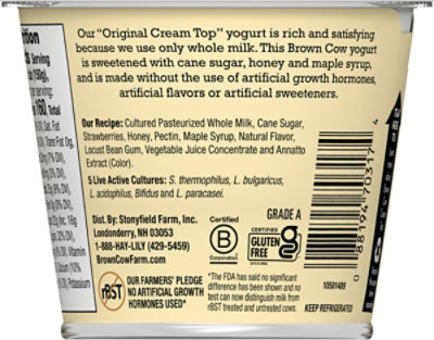 Brown Cow Cream Top Yogurt Whole Milk Strawberry - 5.3 Oz - Image 6