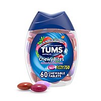 Tums Antacid Tablets Chewable Extra Strength 750 Assorted Berries Chewy Bites - 60 Count - Image 2