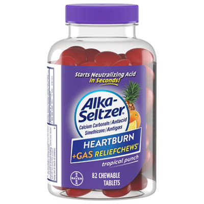 Alka-Seltzer Heartburn+Gas Relief Chews Antacid Chewable Tablets - 82 Count