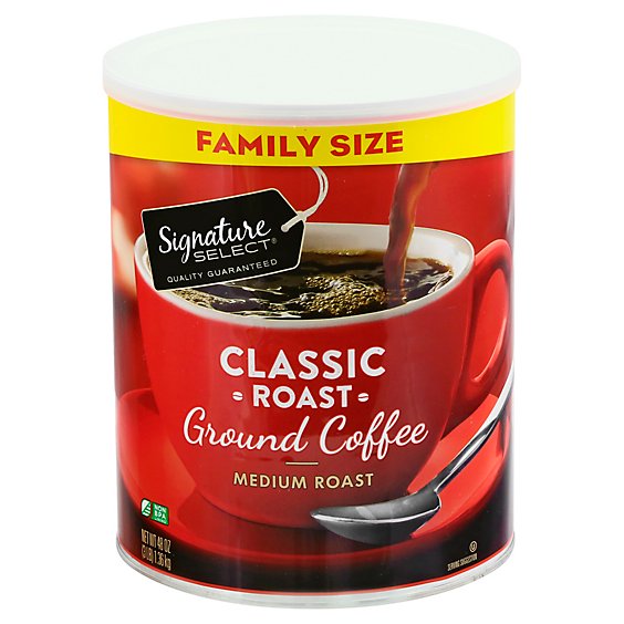 Signature SELECT Coffee Ground Medium Roast Classic Roast Family Pack - 48 Oz