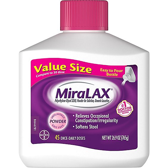 MiraLAX Laxative Osmotic Softens Stool 45 Count - 26.9 Oz