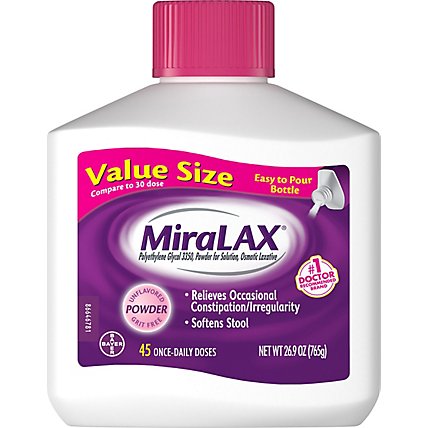 MiraLAX Laxative Osmotic Softens Stool 45 Count - 26.9 Oz - Image 1