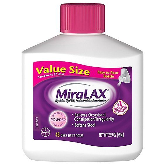 MiraLAX Laxative Osmotic Softens Stool 45 Count - 26.9 Oz