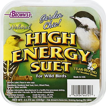 Browns Garden Chic Wild Bird Food High Energy Suet - 11.75 Oz - Image 2