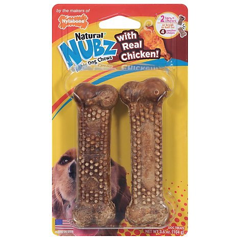 Nylabone Edibles Natural Nubs Dog Chew With Real Chicken Large Blister Pack 2 Count - 3.6 Oz