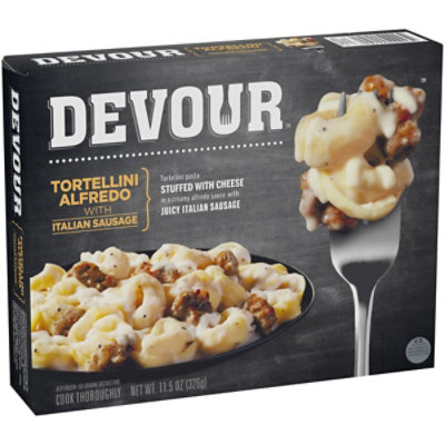 DEVOUR Tortellini Alfredo with Italian Sausage Frozen Meal Box - 11.5 Oz - Image 9