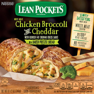 Lean Pockets Sandwiches Pretzel Bread Chicken Broccoli And Cheddar
