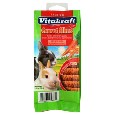 Vitakraft Pet Rabbit Slims with Carrot - Nibble Stick Treat, 1.76 Ounce  Pouch