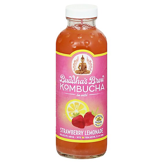 Buddhas Brew Bev Straw Lemon Kombucha - 16 Fl. Oz.