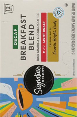 Signature SELECT Coffee Pods Single Serve Light Roast Breakfast Blend Decaf - 12 Count - Image 4