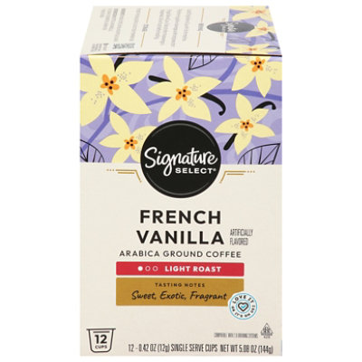 Signature SELECT Coffee Pods Light Roast French Vanilla - 12 Count