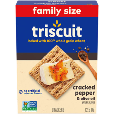 Triscuit Cracked Pepper & Olive Oil Whole Grain Wheat Crackers Family Size - 12.5 Oz - Image 1