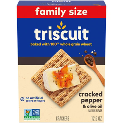 Triscuit Crackers Cracked Pepper & Olive Oil Family Size - 12.5 Oz