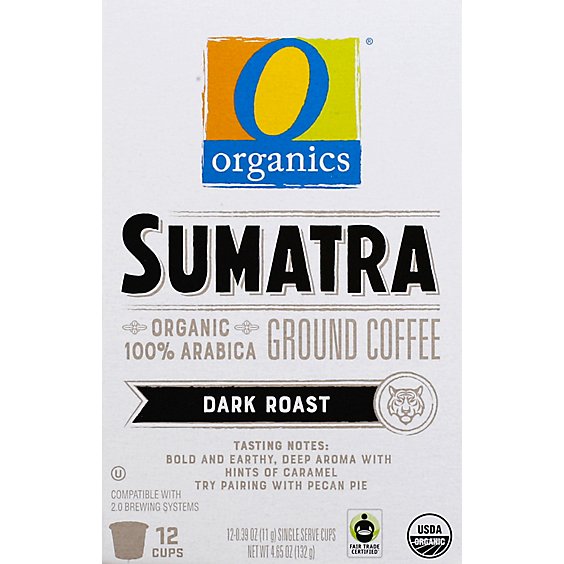 O Organics Coffee Organic Single Serve Cups Dark Roast Sumatran - 12-0.39 Oz