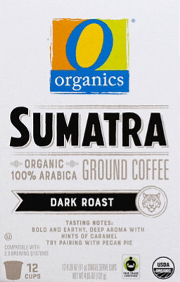 O Organics Coffee Organic Single Serve Cups Dark Roast Sumatran - 12-0.39 Oz