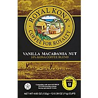 Royal Kona Coffee Blend 10% Kona Single Serve Cups Vanilla Macademia Nut - 12-0.39 Oz - Image 2