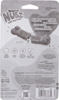 Nylabone Edibles Natural Nubs Dog Chew With Real Chicken Small Blister Pack 4 Count - 3.3 Oz - Image 4