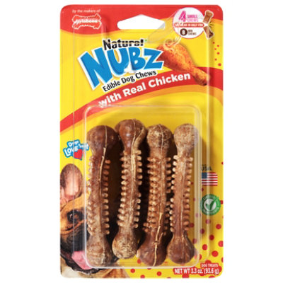 Nylabone Edibles Natural Nubs Dog Chew With Real Chicken Small Blister Pack 4 Count - 3.3 Oz - Image 1