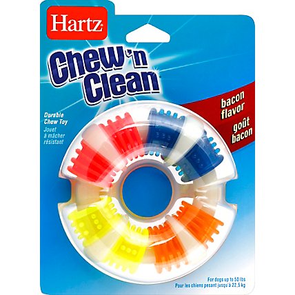 Hartz Chew n Clean Chew Toy Durable Bacon Flavor Blisted Pack - Each - Image 2