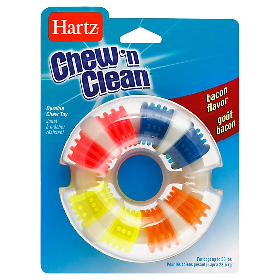 Hartz Chew n Clean Chew Toy Durable Bacon Flavor Blisted Pack - Each