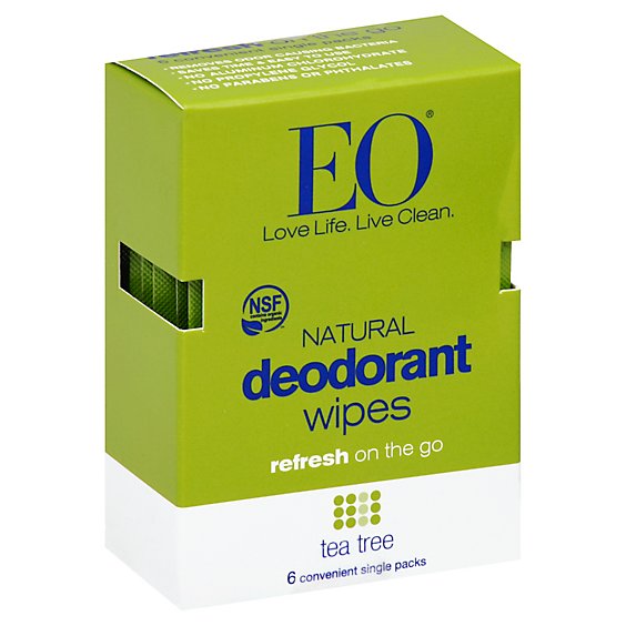 Eo Deodorant Wipes Tea Tree - 6 Count