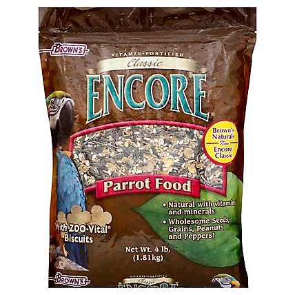 Browns Encore Pet Food Natural Parrot Food Classic Bag - 4 Lb - Image 1