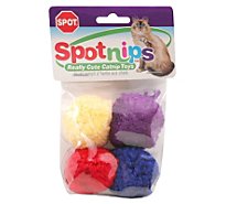 SPOT Cat Toy Wool Pom Poms With Catnip Card - 4 Count