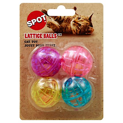 SPOT Cat Toy Lattice Balls With Bell Card - 4 Count - Image 1
